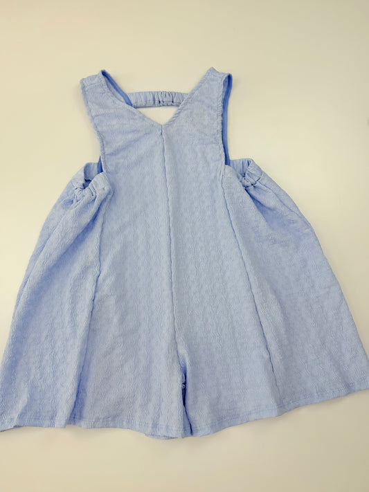 Curly Wrinkled Romper-Blue