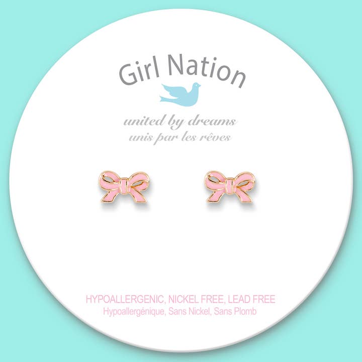 Pretty Pink Bow Cutie Stud Earrings