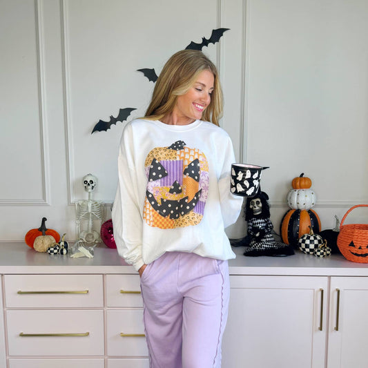Patchwork Jack-O-Lantern Sweatshirt
