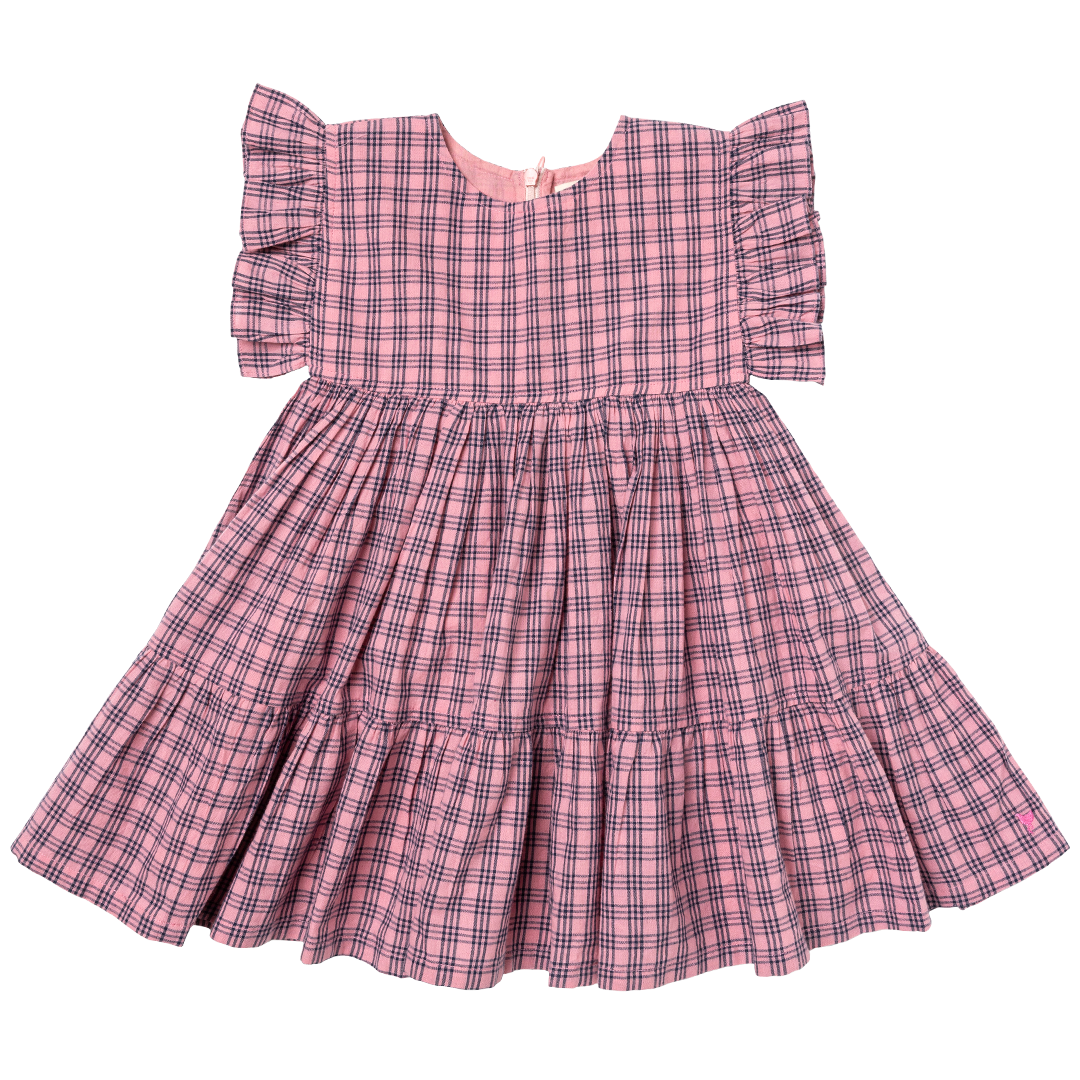 Kit Dress-Pink/Navy Plaid