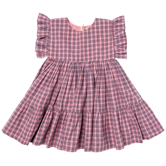 Kit Dress-Pink/Navy Plaid