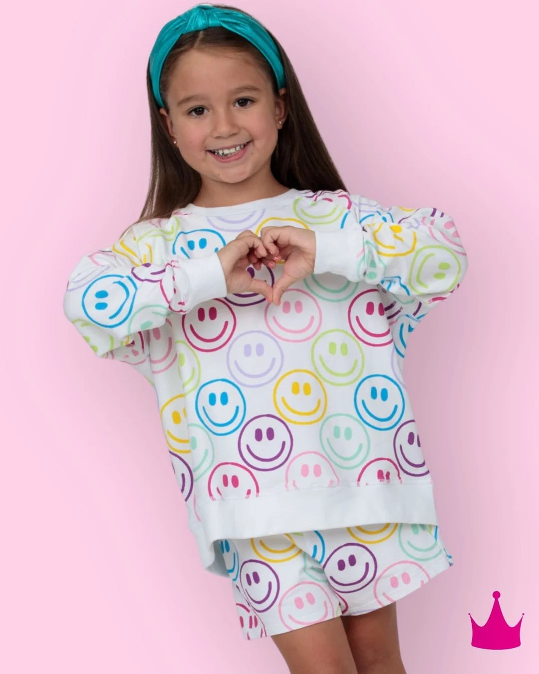 Bright Smiley Faces Sweatshirt & Shorts