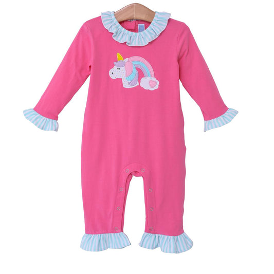 Rainbow Unicorn Applique Romper