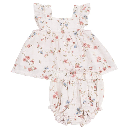 Climbing Roses Pinafore & High Waisted Diaper Cover