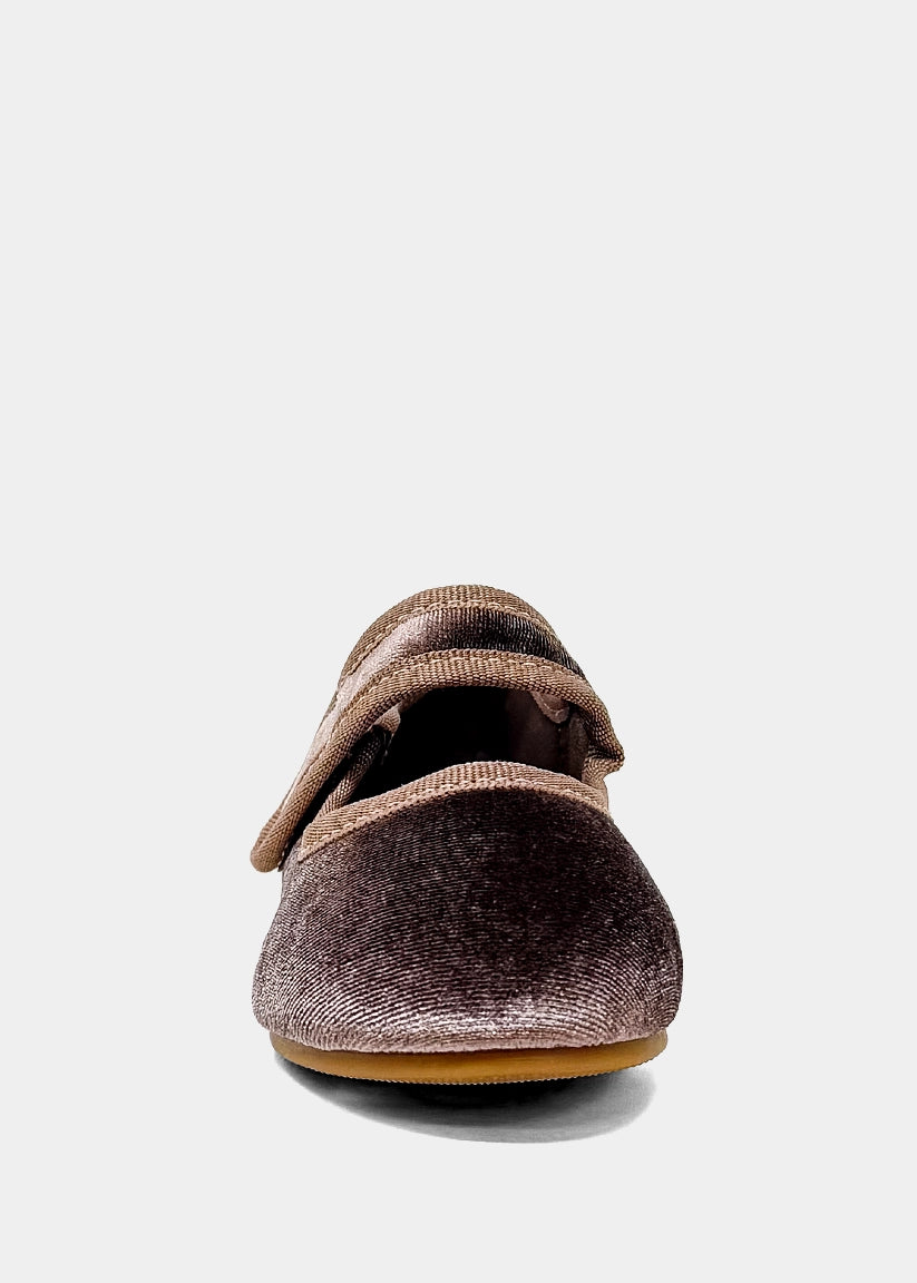 Arya Flat-Taupe Velvet