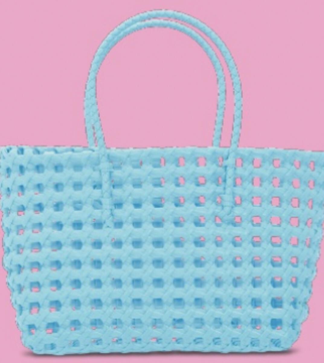 Large Woven Tote-Blue