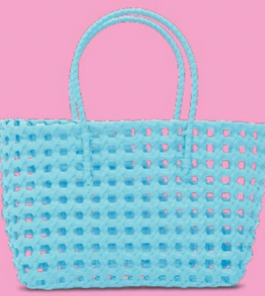 Large Woven Tote-Blue