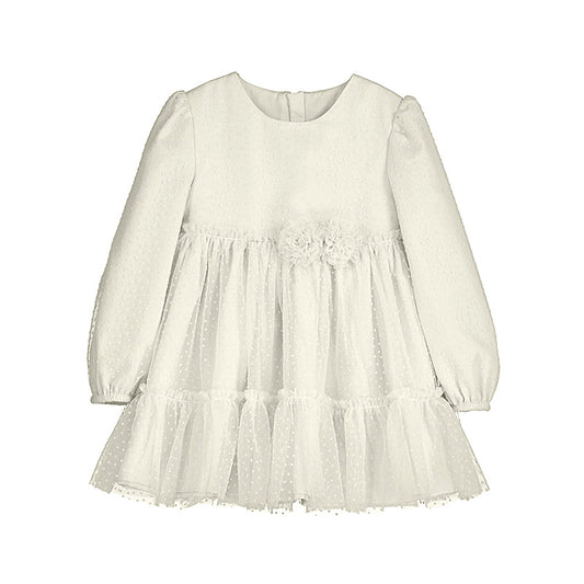 Tulle Dot Dress-Chickpea