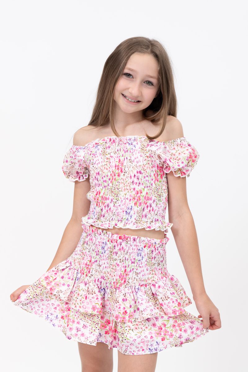 Spring Garden Smocked Skirt Set