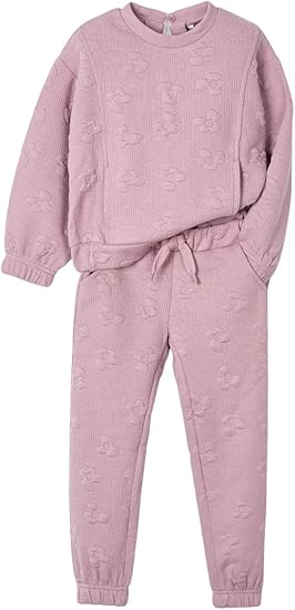 Ribbed Flower Jogger Set-Dusty Rose