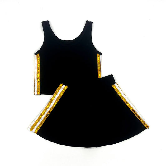 Sequin Skort Set-BLKGLD
