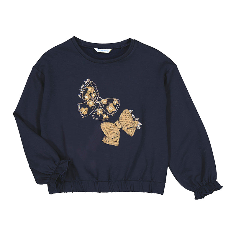 Applique Navy Pullover