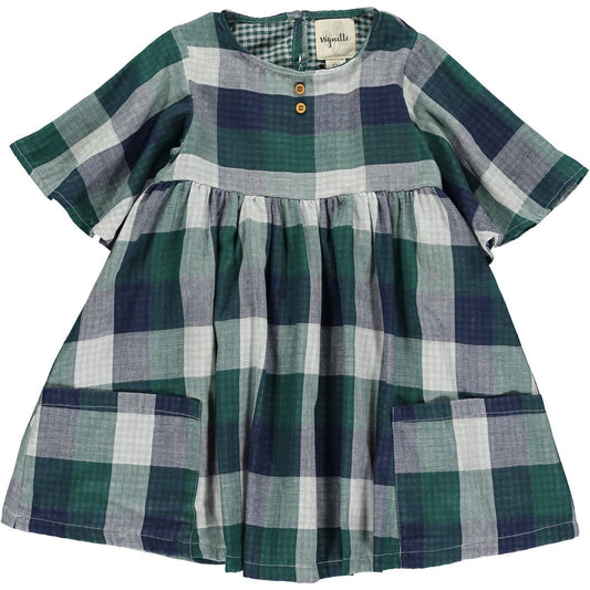 Korin Dress-Green Plaid