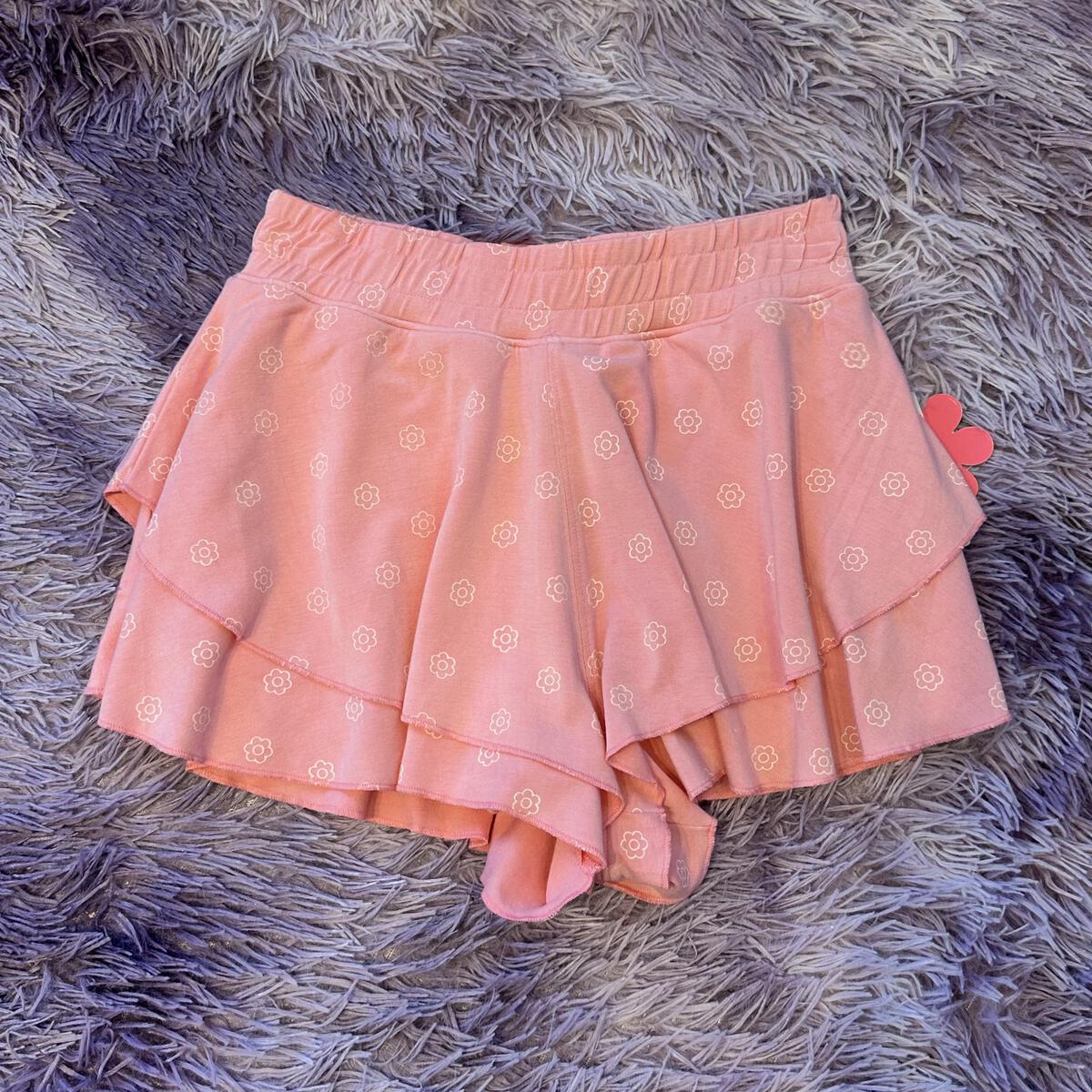 Floral Ruffle Short-Candy Pink