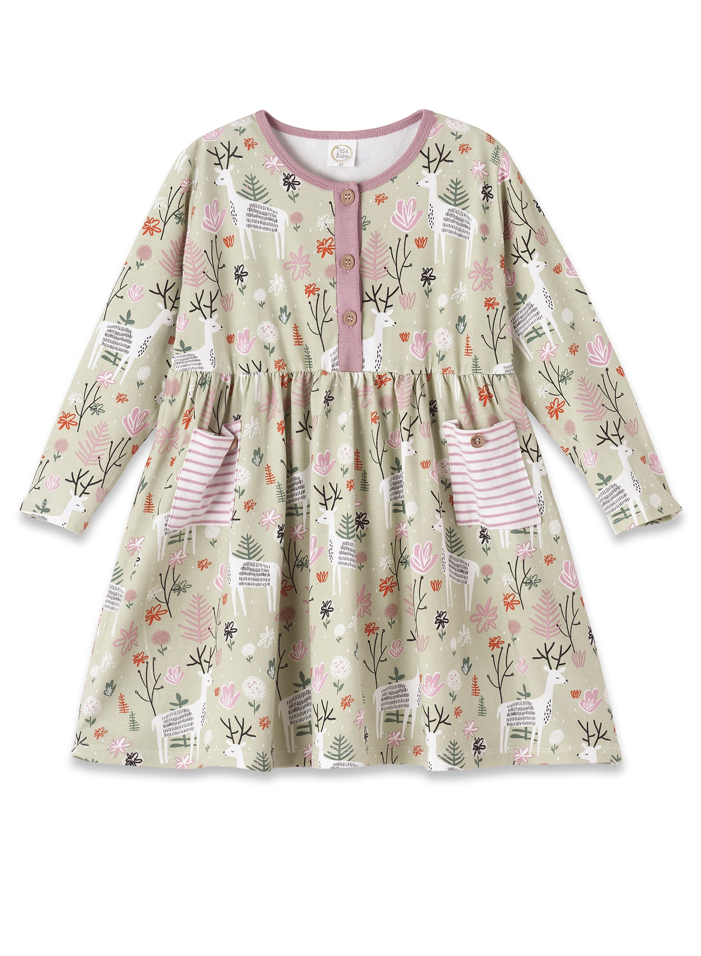 Magic Forest Henley Dress w/Pockets