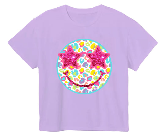 Neon Leopard Smiley Boxy T