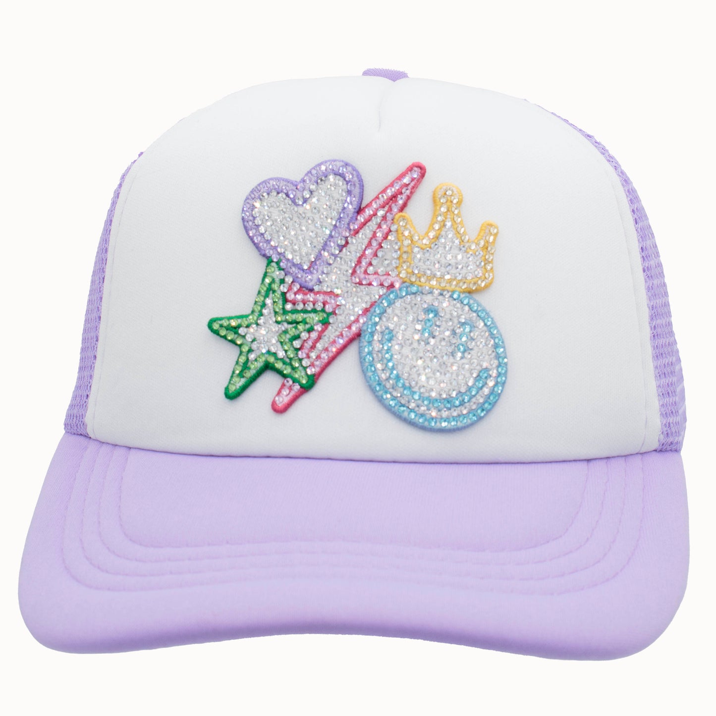 Happy Neon Rhinestone Trucker Hat