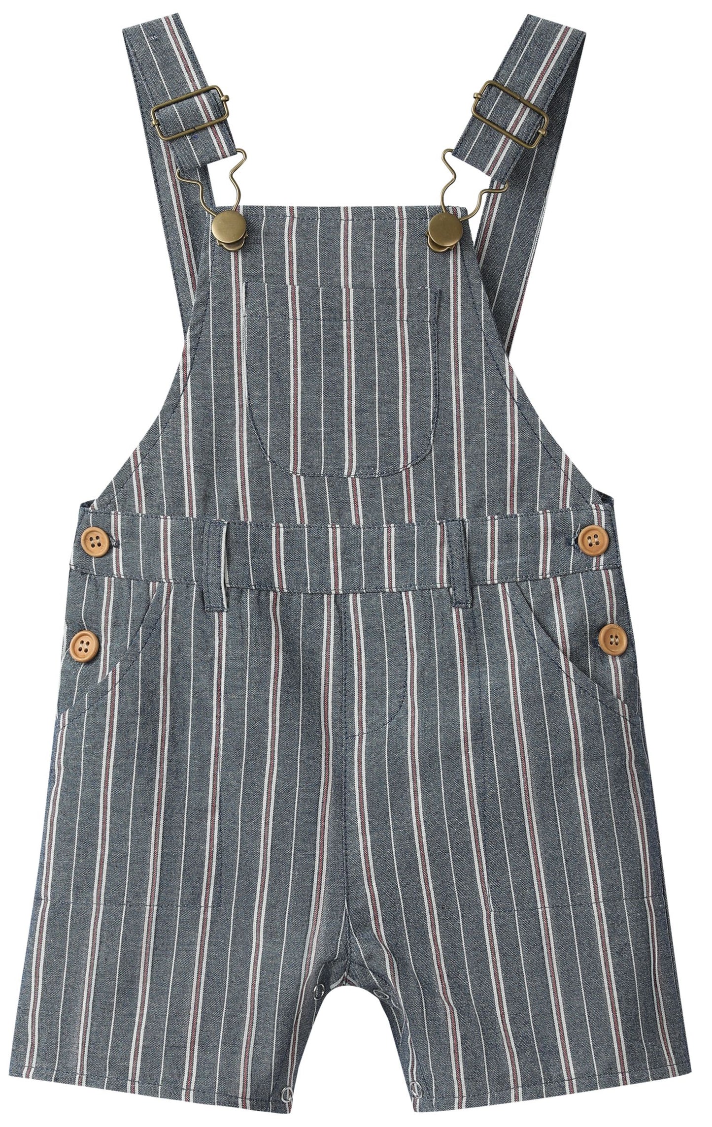 Galleon Woven Overalls-Chambray/Red Stripe