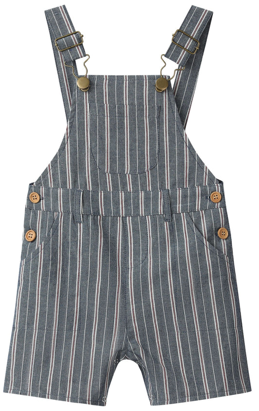 Galleon Woven Overalls-Chambray/Red Stripe