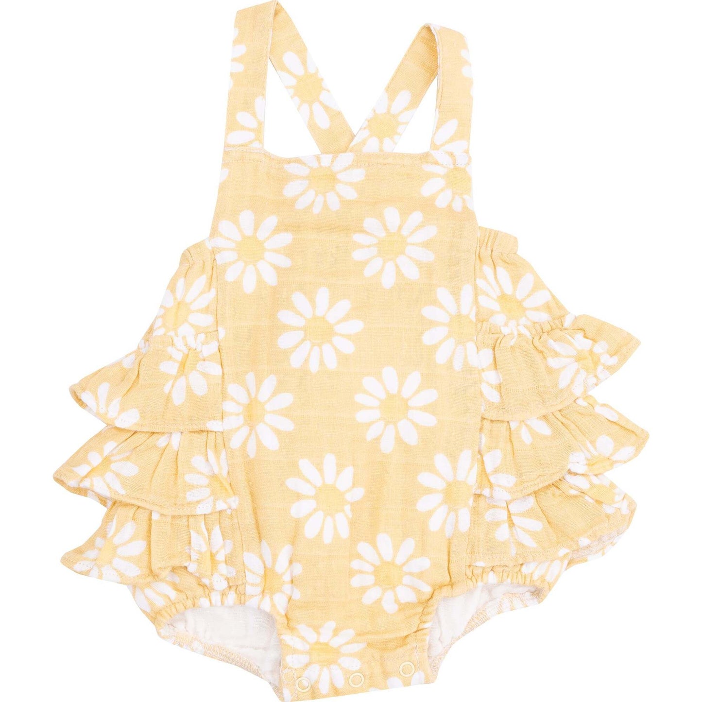 Yellow Mod Daisy Ruffle Sunsuit