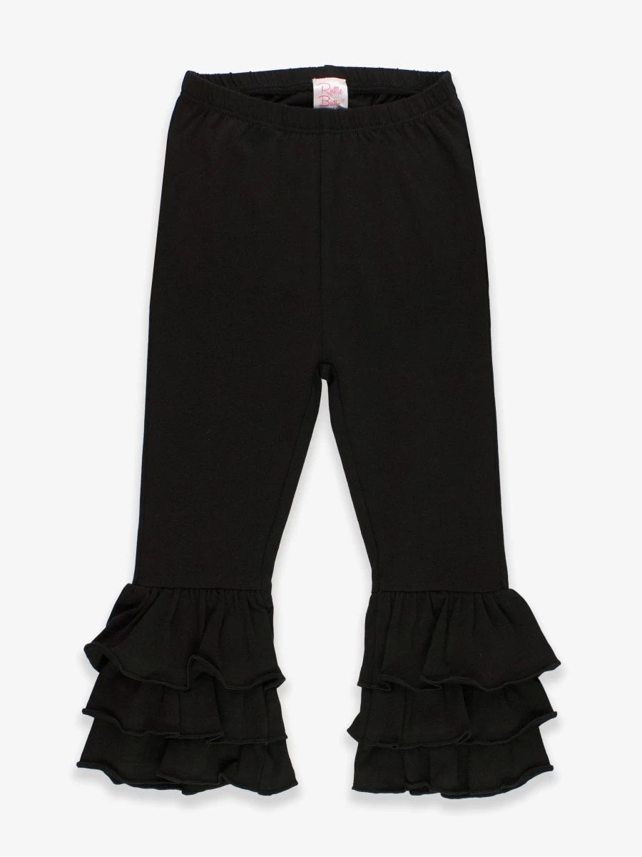 Ruffle Flare Pants-BLK