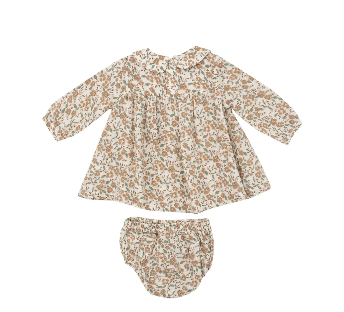 Bitty Brown Peter Pan Collar Dress & Diaper Cover