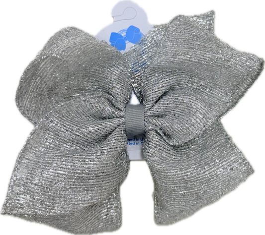 Small King Metallic Textured Bow-SIL