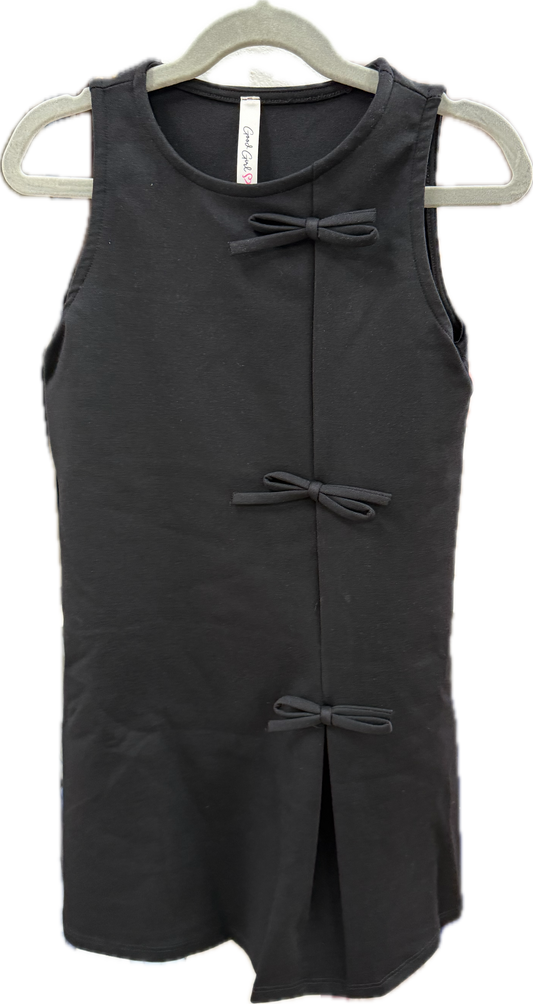 Sleeveless Ribbon Dress-Black