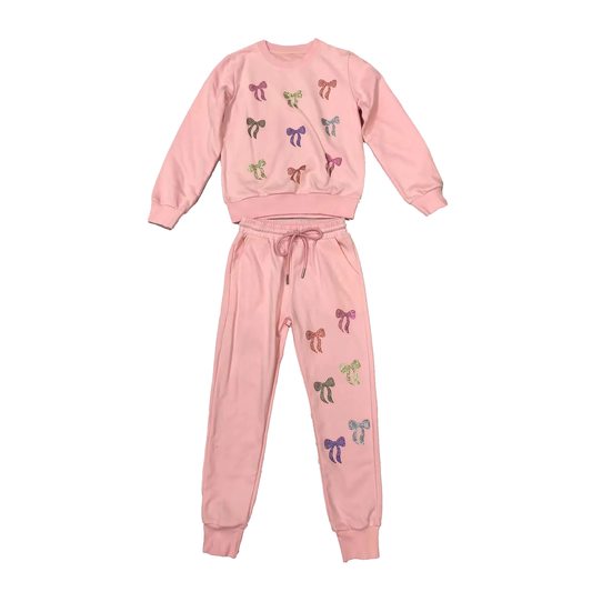 Sequin Bow Set-Pink