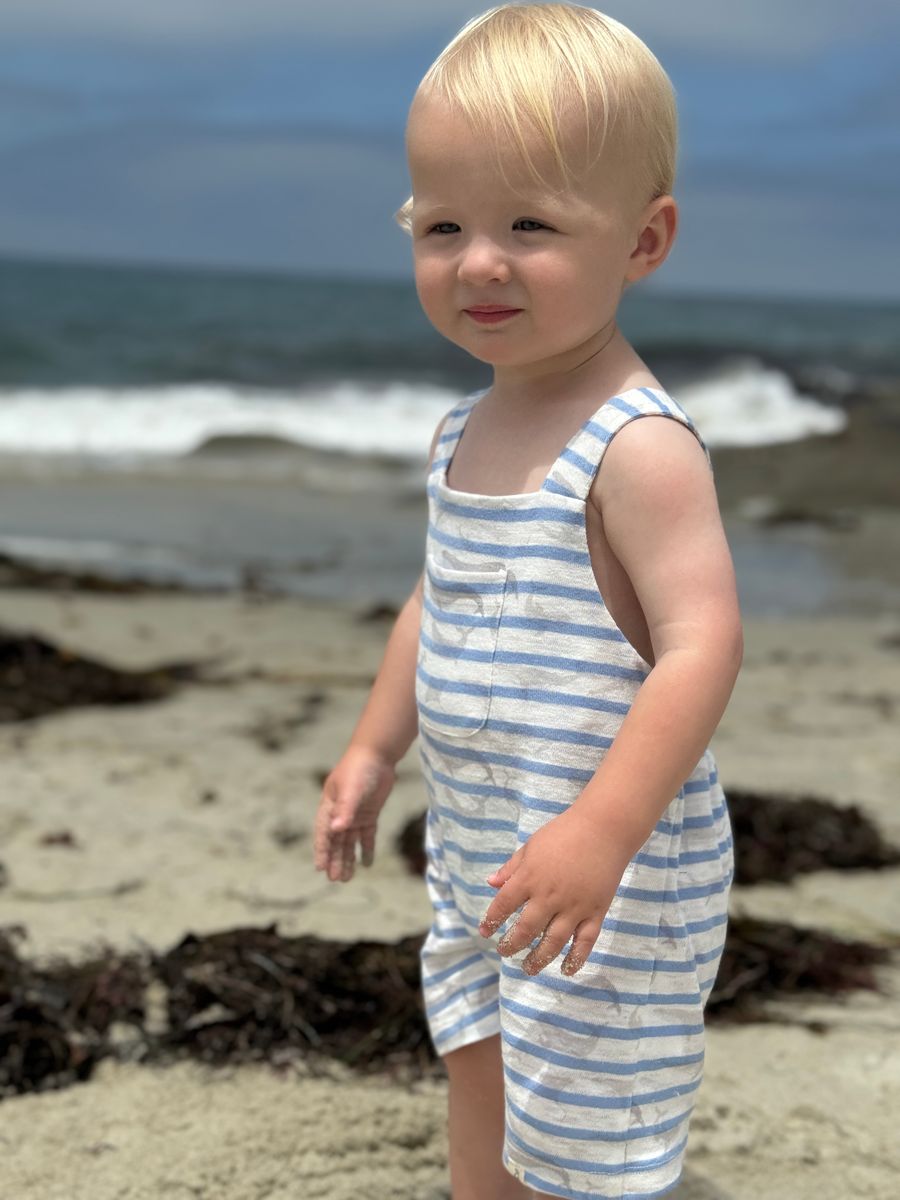 Dandy Jersey Overalls-Striped Whales