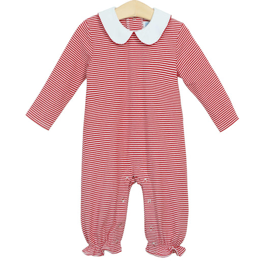 Claire Romper-Red Stripe