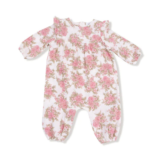 Ruffle Sleeve Romper-Heirloom Bouquets