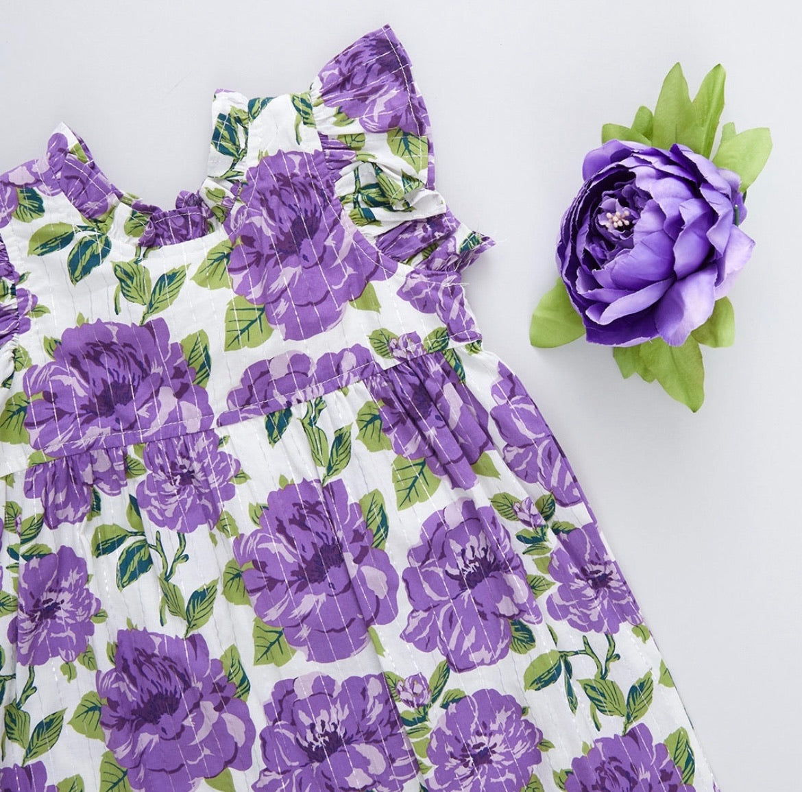 Jennifer Dress-Purple Peonies