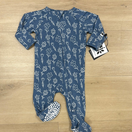 Zipper Footie-Blue Doodle