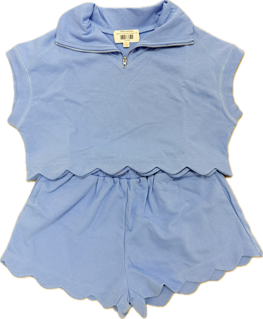 Scallop Hem Set-Blue