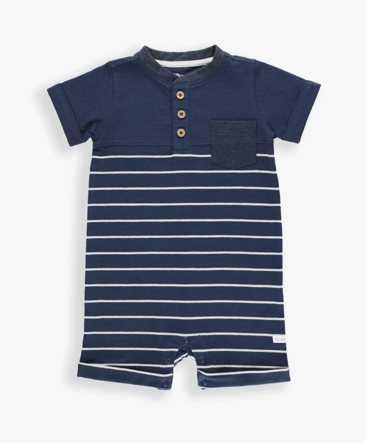 Navy and Gray Stripe Henley Romper