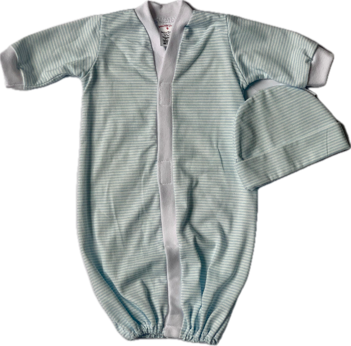 Preemie Gown-Blue Stripe
