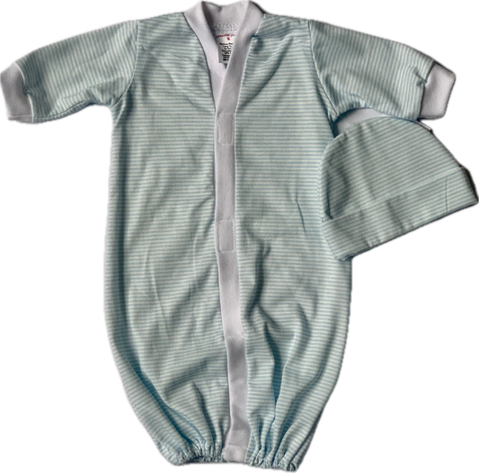 Preemie Gown-Blue Stripe