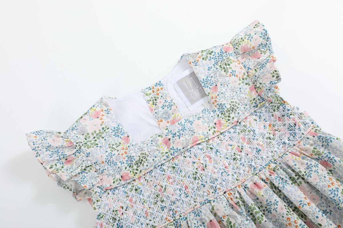 Floral Smocked Flutter Dress