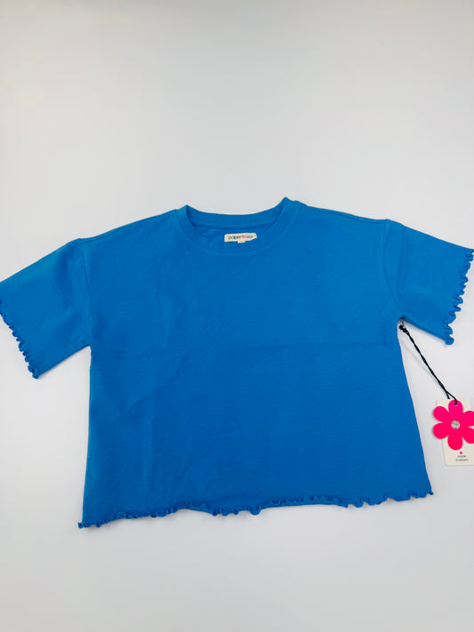 Lettuce Edge Oversized Cropped Tee-Blue