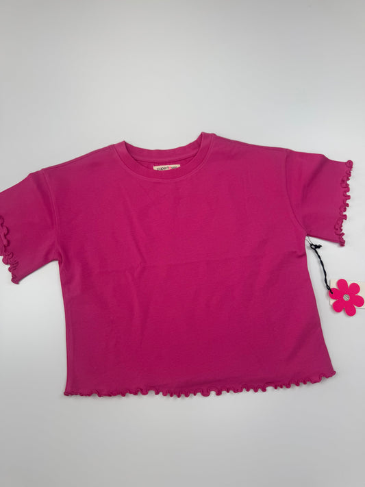 Lettuce Edge Oversized Cropped Tee - Pink