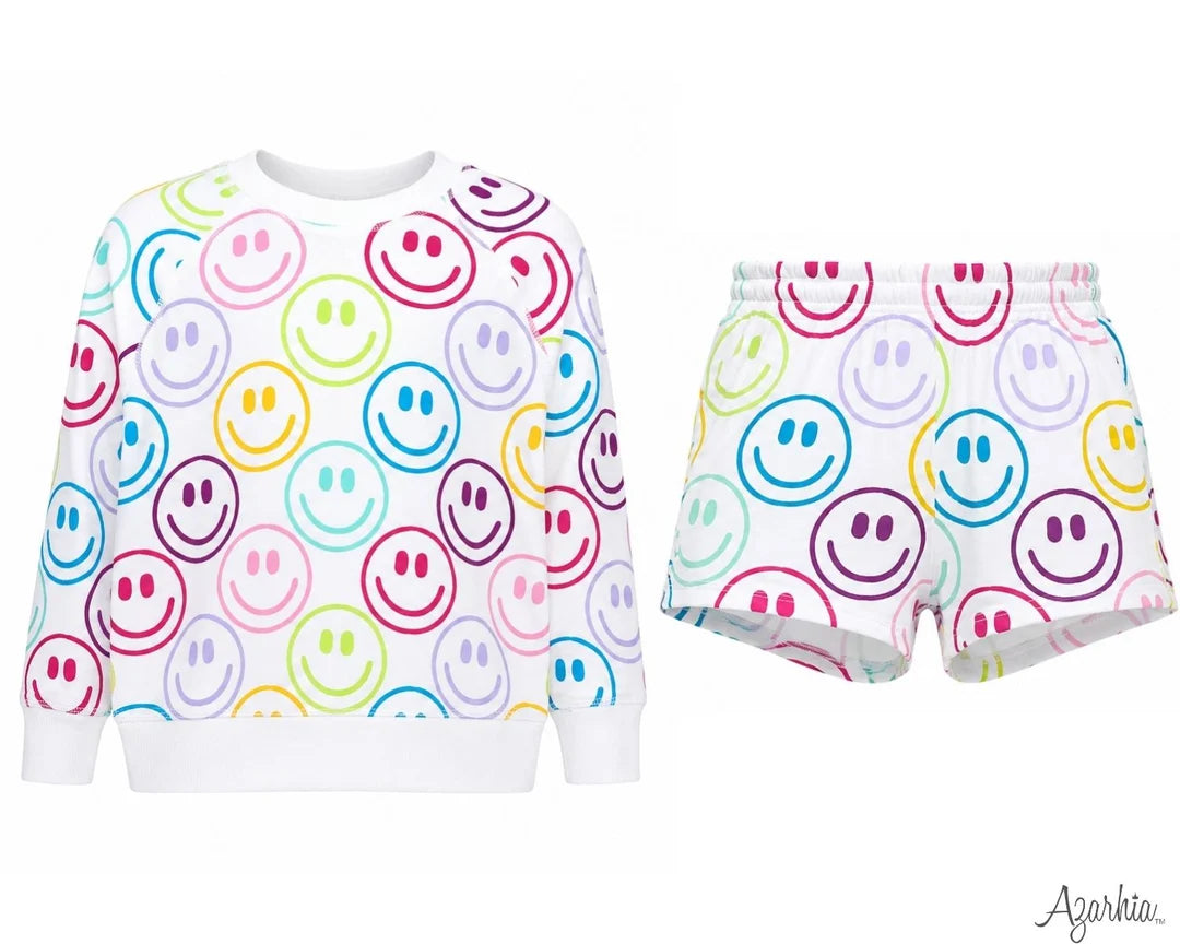 Bright Smiley Faces Sweatshirt & Shorts