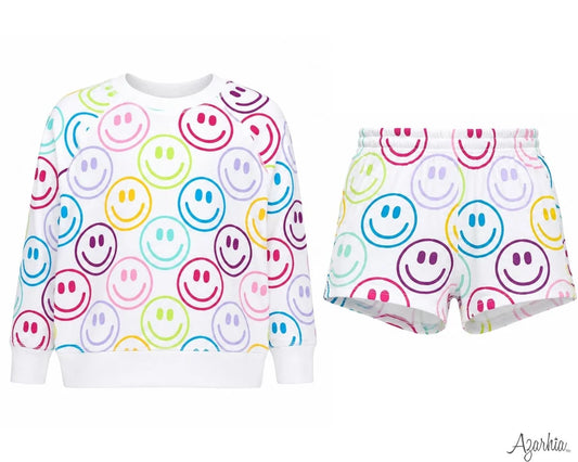 Bright Smiley Faces Sweatshirt & Shorts