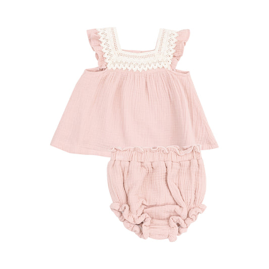 Rose Smoke Pinafore & High Waisted Diaper Cover