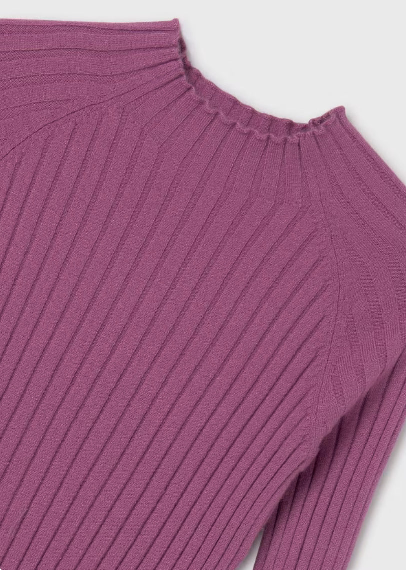 Rib Mockneck Sweater-Rose