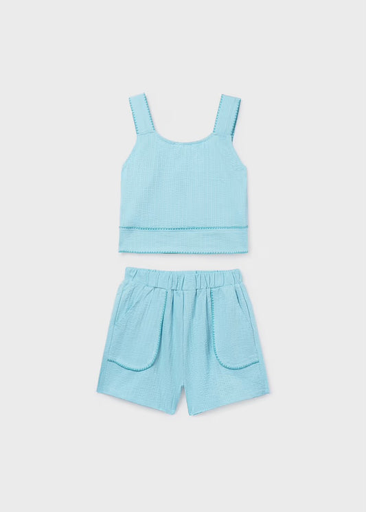 Blue Knit Tank & Short Set