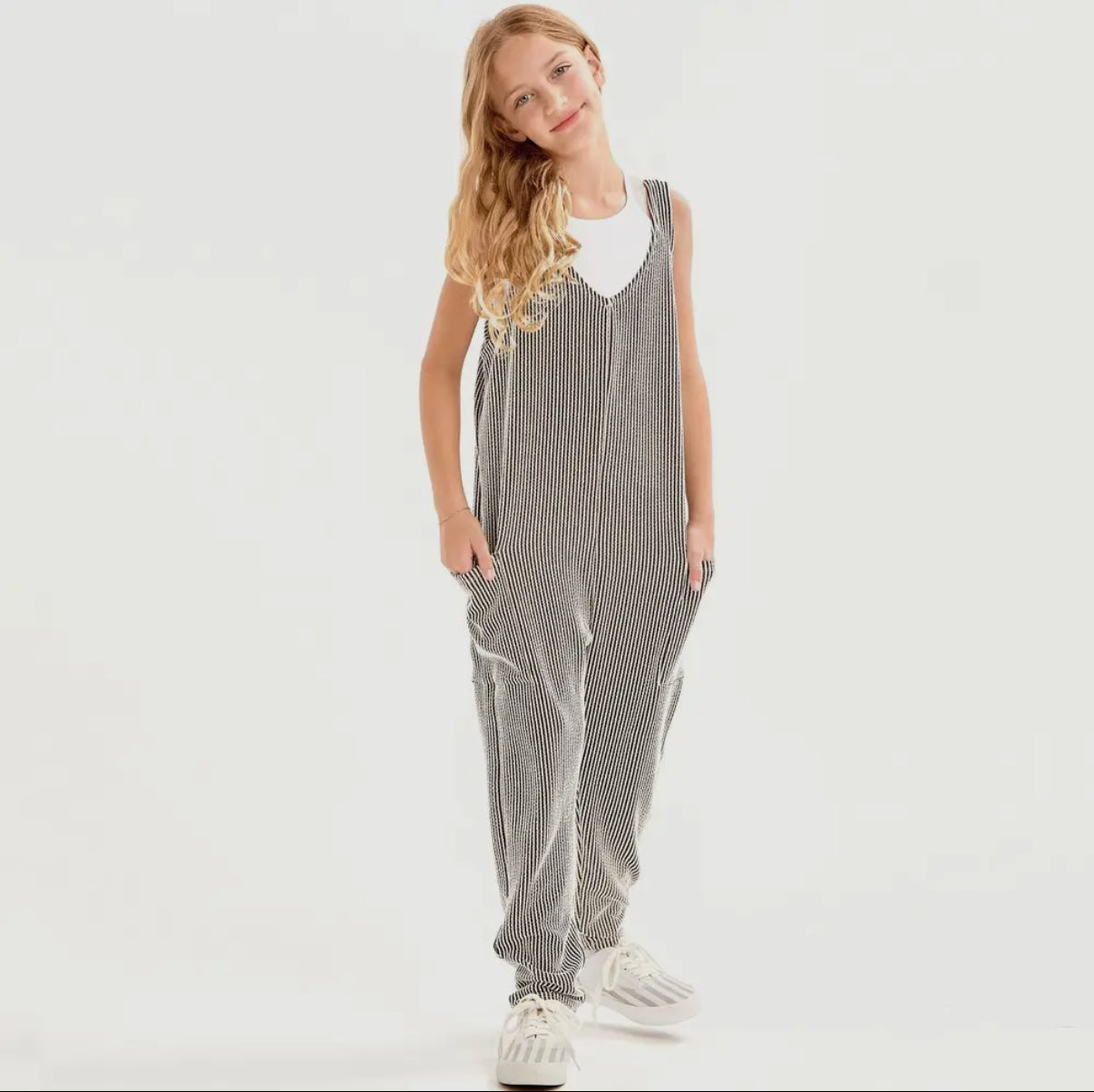 Ribbed Jumpsuit-BLK WHT