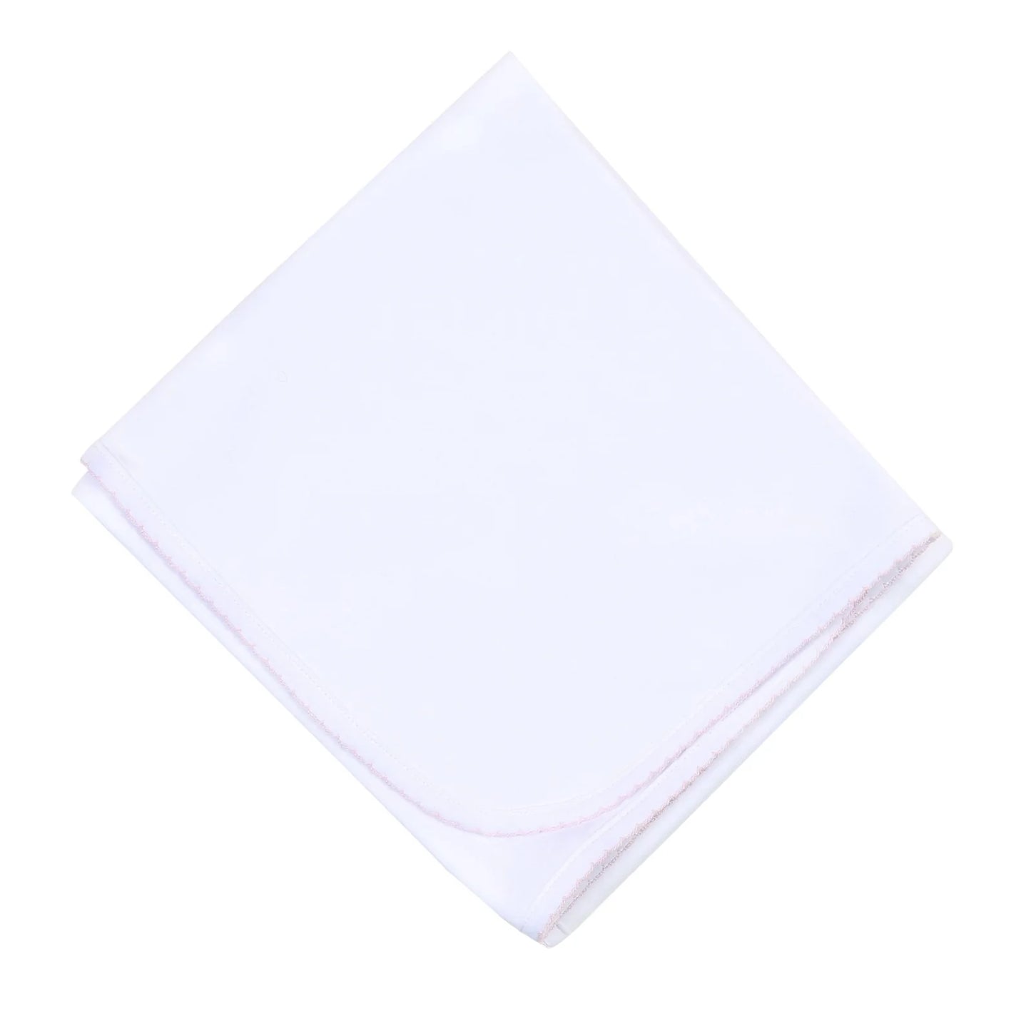 Solid Essentials White/Pink Receiving Blanket