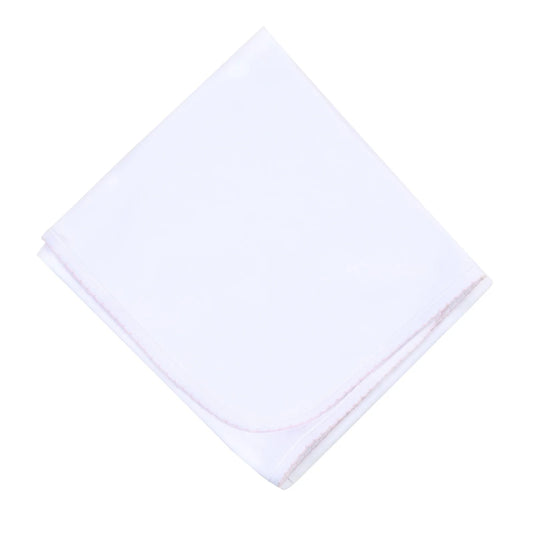 Solid Essentials White/Pink Receiving Blanket