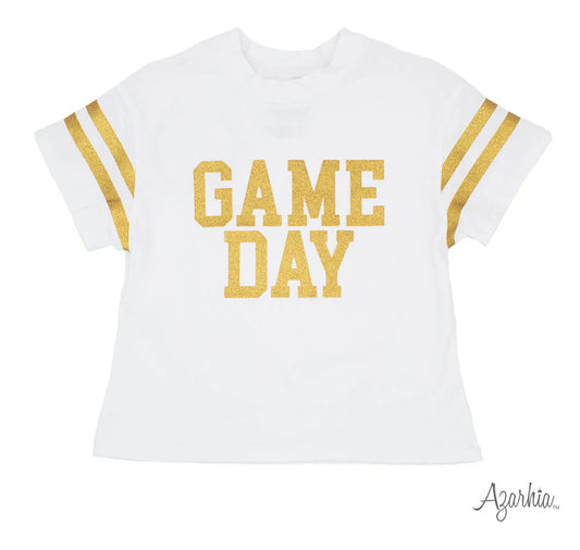 Game Day Glitter Boxy Tee-Gold